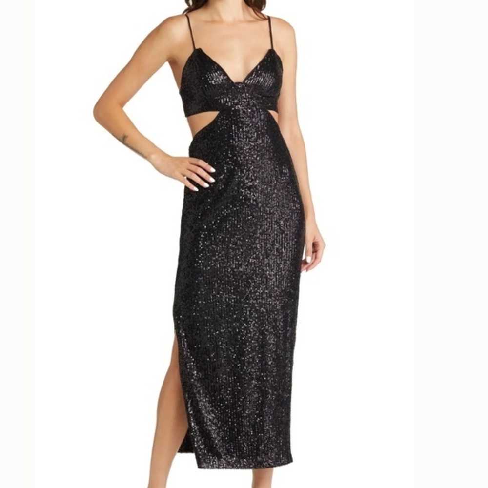 Bardot Black Sequin Cutout‎ Dress - Extra Small